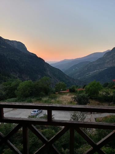 a car parked on a bench in the mountains at Archontiko tou Krommyda in Elati Trikalon