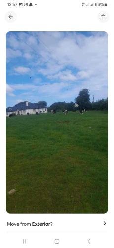 a field of green grass with animals in the distance at Modern Countryside apartment Killmallock Lodge in Enniscorthy