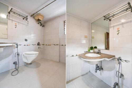 two images of a bathroom with a toilet and a sink at Super Collection O Shanti Bhawan Bank More Formerly Madhulika in Dhanbād