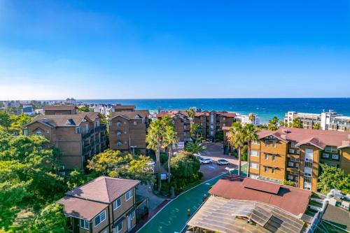 an aerial view of a city with condos at Dyne Resort in Jeju