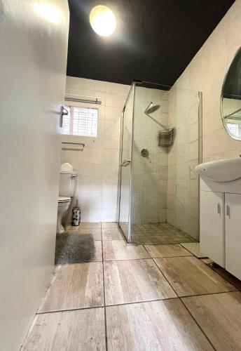 a bathroom with a shower and a toilet at 13 Orion Aparment in Polokwane