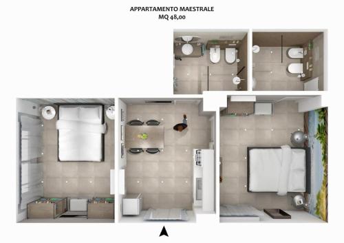 twee uitzichten op een plattegrond van een appartement bij Playa-degli-Angeli-Appartamenti in Gabicce Mare