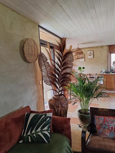 Χώρος καθιστικού στο Bioclimatic eco-friendly house near Mauléon