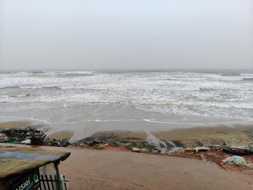 a view of the ocean on a foggy beach at Gokarna Beach Near Stay in Gokarna