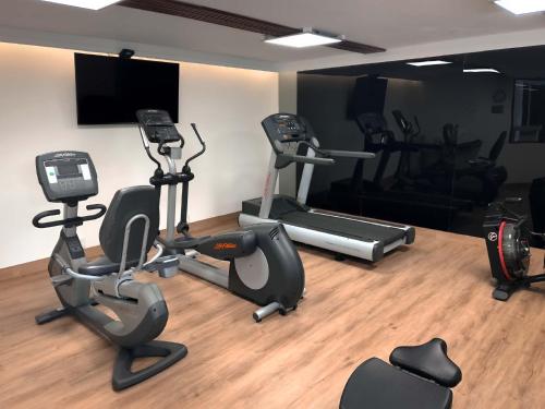 Das Fitnesscenter und/oder die Fitnesseinrichtungen in der Unterkunft HS HOTSSON Hotel Tampico