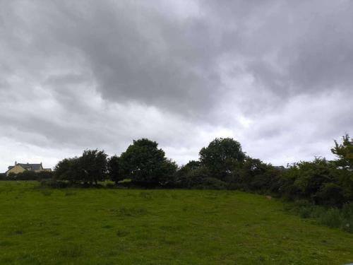 a green field with trees and a cloudy sky at Seaside Apartment- Sligo- Pet Friendly in Sligo