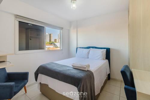 Postel nebo postele na pokoji v ubytování Apto 1Q c/ Ar e Self Check-in, Goiânia - ATE0302