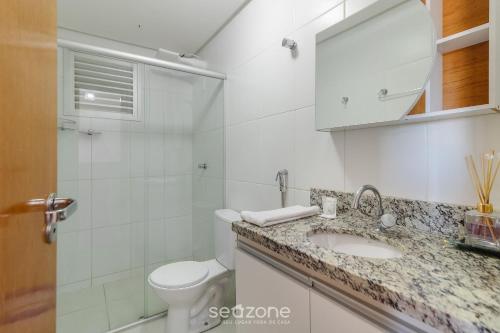 Koupelna v ubytování Apto 1Q c/ Ar e Self Check-in, Goiânia - ATE0302