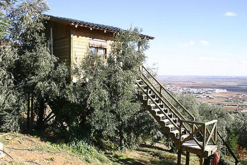 a staircase leading up to a house on a hill at El Mirador de la Mancha in Villarrubia de los Ojos