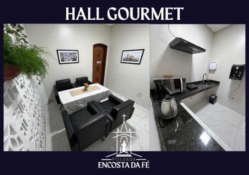 Pousada Encosta da Fé - Unidade Padre Cícero في خوازيرو دو نورتي: غرفة بها طاولة وكراسي في الغرفة