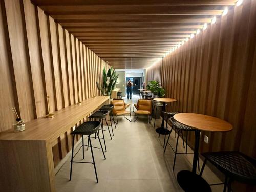 Restaurace v ubytování Studio único, 2 minutos da Universidade Federal