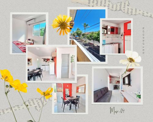 a collage of photos with yellow flowers at Casa em Stella Maris, 1km da praia - Excelente localização! in Salvador
