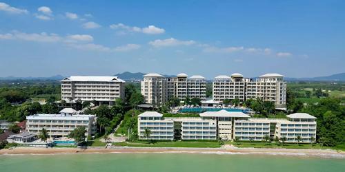 an aerial view of a resort on the beach at Royal Phala Cliff Beach Resort in Ban Chang