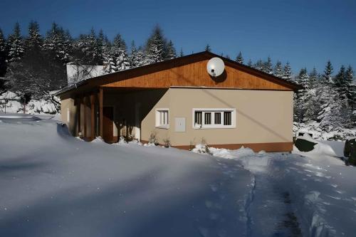 a house in the snow with a lot of snow at Holiday home in Svahova - Erzgebirge 1640 in Svahová