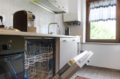 a kitchen with an oven with a dish rack in it at Welcome Home 1 Meana di Susa in Meana di Susa