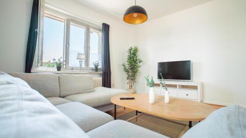 TV a/nebo společenská místnost v ubytování Chic 1BR City center Sleeps 4 Brämaregården
