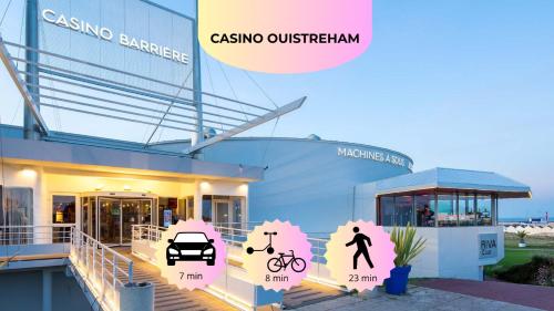 a rendering of a house with the words asino landscape and a car at Cosy Duplex ! Situation centrale - proche plage et commerces - linge de lit et serviettes de toilette compris in Ouistreham