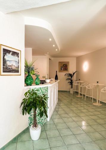 a lobby with a plant in a room at Hotel Residence Eden in Palinuro