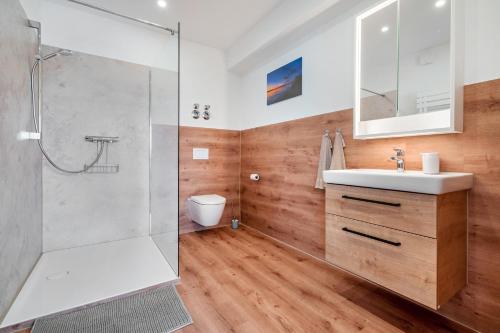 Ένα μπάνιο στο Apartment an der alten Bäckerei
