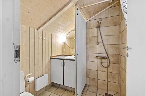 a bathroom with a shower and a sink at 8157-Praesto-Svalevej-3 in Præstø