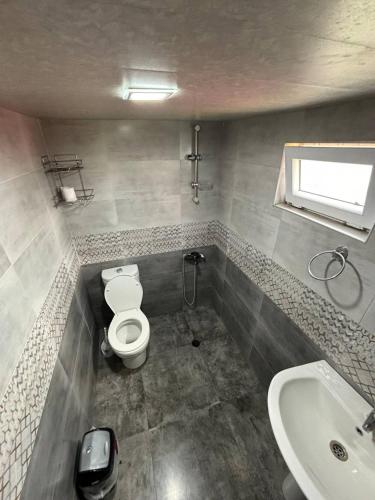a bathroom with a toilet and a sink at Tazo's Guest House in K'obulet'i