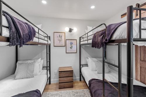 2 literas en una habitación de color púrpura y blanco en BK Lane - Harrison, en Harrison