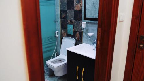 a bathroom with a toilet and a sink at Premium Swiss Residence Agouza in Cairo