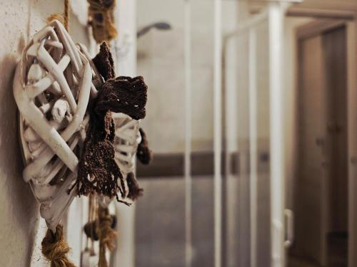 a stuffed animal is hanging on a wall at "Traineau"alloggio in villa tipica in Nus