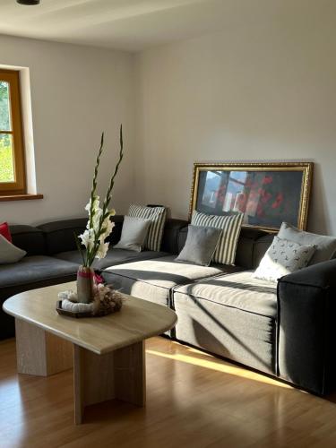 Χώρος καθιστικού στο Ferienwohnung Obstgartenblick