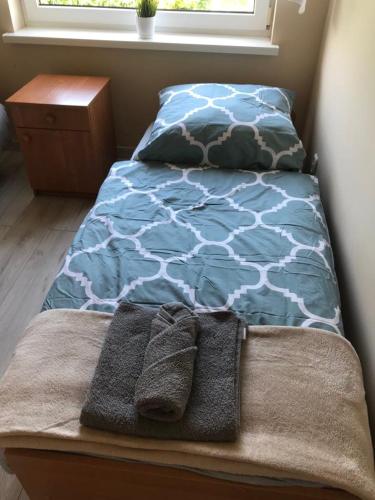 Ein Bett oder Betten in einem Zimmer der Unterkunft Apartament Wisełka nad jeziorem