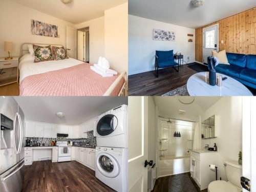 a collage of pictures of a bedroom and a bathroom at Cozy 2BR Apt near Downtown Free Parking and Wi Fi in Sudbury