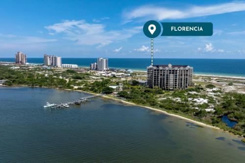 an aerial view of a beach and a city at Florencia 505 in Pensacola