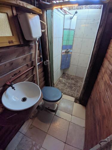 a bathroom with a toilet and a sink at Tiny House in Cabo Polonio