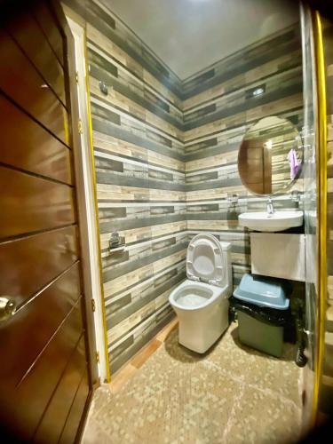 a small bathroom with a toilet and a sink at Lens Staycation 3BDR-2BR-Downstairs ,NetflixWifi in Panabo