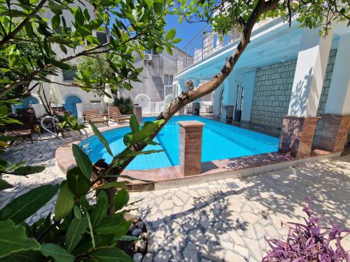 a swimming pool in the backyard of a house at Villa Golf 2 in Budva