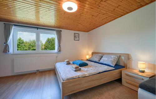 a bedroom with a bed and a window at 2 Bedroom Cozy Home In Duga Resa in Duga Resa