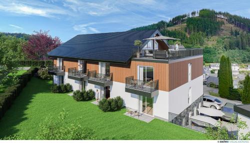 a rendering of a house with a balcony at Hotel Bergkristall in Willingen
