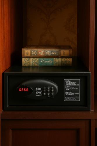 a microwave with two books on top of it at Sapa Elegance Hotel in Sa Pa
