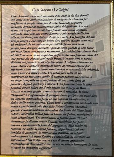 a picture of a handwritten document in a frame at CASA ANGELA Stayerat a SEGUSINO Valdobbiadene in Segusino