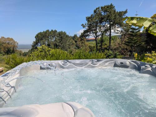 a hot tub with water in the middle at Casa Botanica in Vestiaria