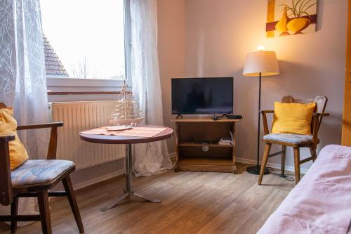 TV a/nebo společenská místnost v ubytování Pension bei Stralsund