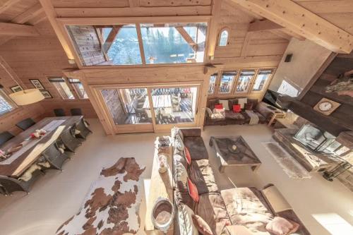 an overhead view of a living room in a house at Chalet 1977 in Montriond
