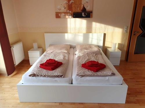 Postel nebo postele na pokoji v ubytování Ferienhaus Döring