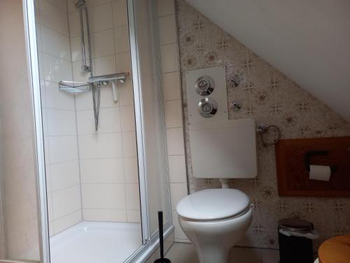 Ένα μπάνιο στο Ferienwohnung an den Teichen