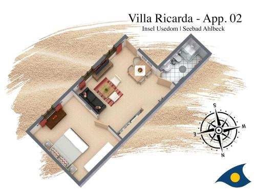 planta de una casa en la playa en Villa Ricarda Whg 02, en Ahlbeck