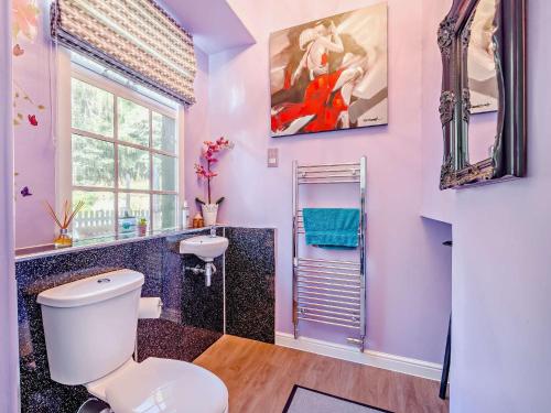 a bathroom with a toilet and a sink and a window at 2 Bed in Glen Clova 93001 in Kirriemuir