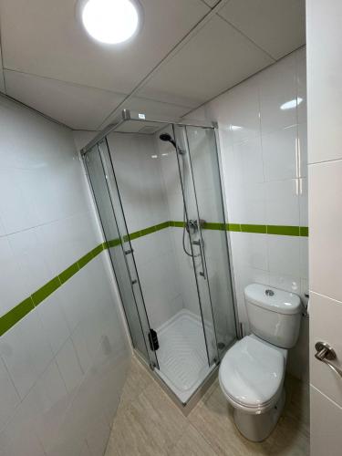 a bathroom with a shower and a toilet at TourismCasa in Dos Hermanas