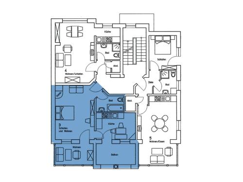 a floor plan of a house at Ferienwohnung 3 Villa Eden mit Strandkorb in Binz