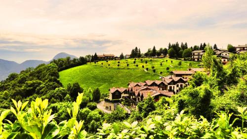 a village on a green hill with houses at T'AMI Hotel Resort Spa in Selvino