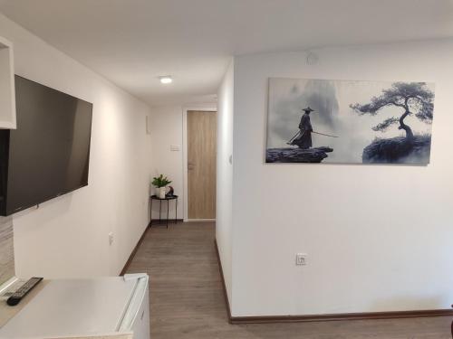 a living room with a painting on the wall at Apartmani Adi in Mostar